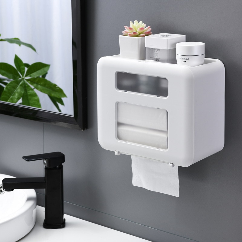 4 Kleur Dubbele Laag Dispenser Toiletrolhouder Wandmontage Waterdichte Plastic Tissue Doos Badkamer Product Badkamer Benodigdheden