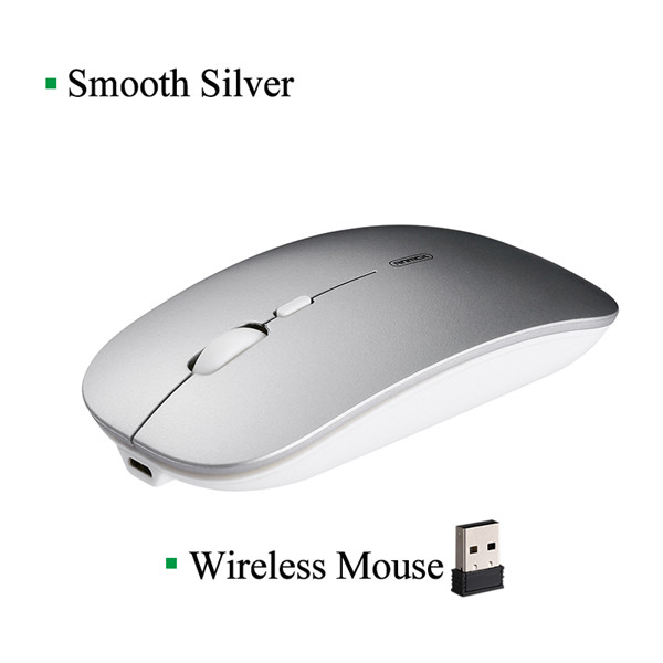 Anmck Draadloze Muis Computer Bluetooth Muis Stille Pc Mause Oplaadbare Ergonomische Muis 2.4Ghz Usb Optische Muizen Voor Laptop Pc: 2.4G Smooth Sliver