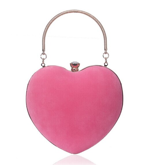Liefdeshartvorm effen suède bruiloft dames clubfeest gala avond clutch handtas portemonnee handtas feesttas dames handtassen: Roze