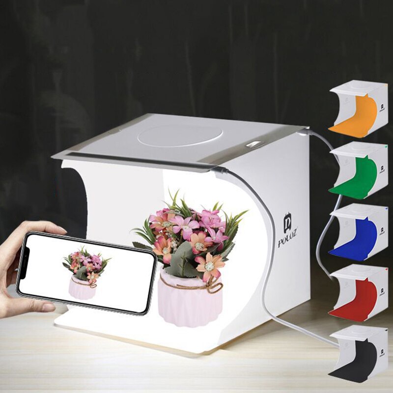 Folding Mini Lightbox Light box Photography Photo Studio Softbox 2 Panel LED Light Soft Box Photo Background Kit for DSLR Camera