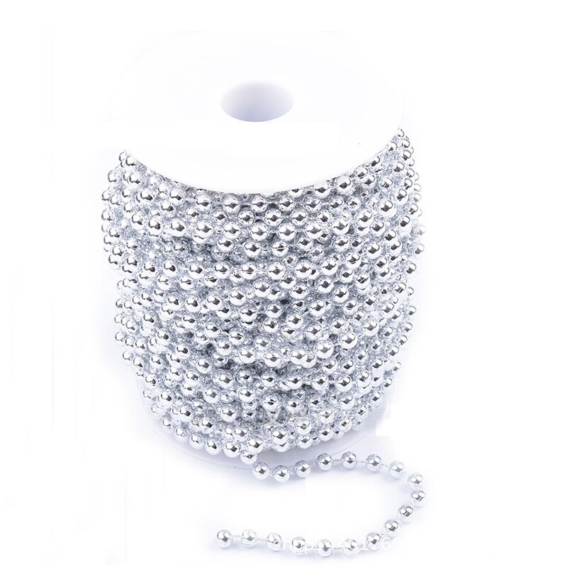 2.7m Christmas Bead Chain Pendant Christmas Tree Decoration Pearl Beads Chain Ornament Christmas Decorations For Home новый год: Silver