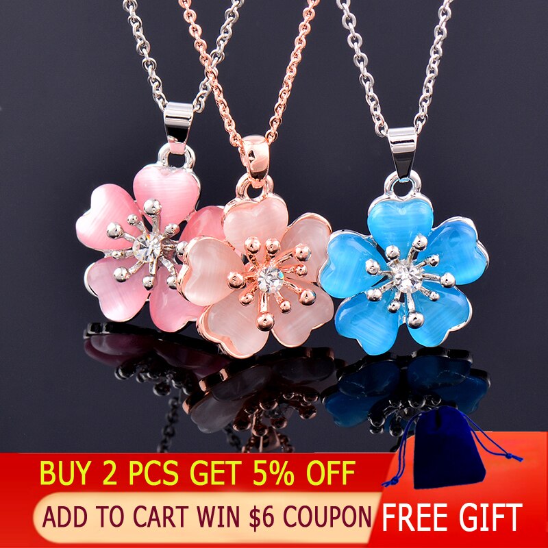 Sinleery moda sólida opala ameixa flor pingente colar rosa ouro cor jóias de casamento para mulher menina bijoux femme xl260 ssb