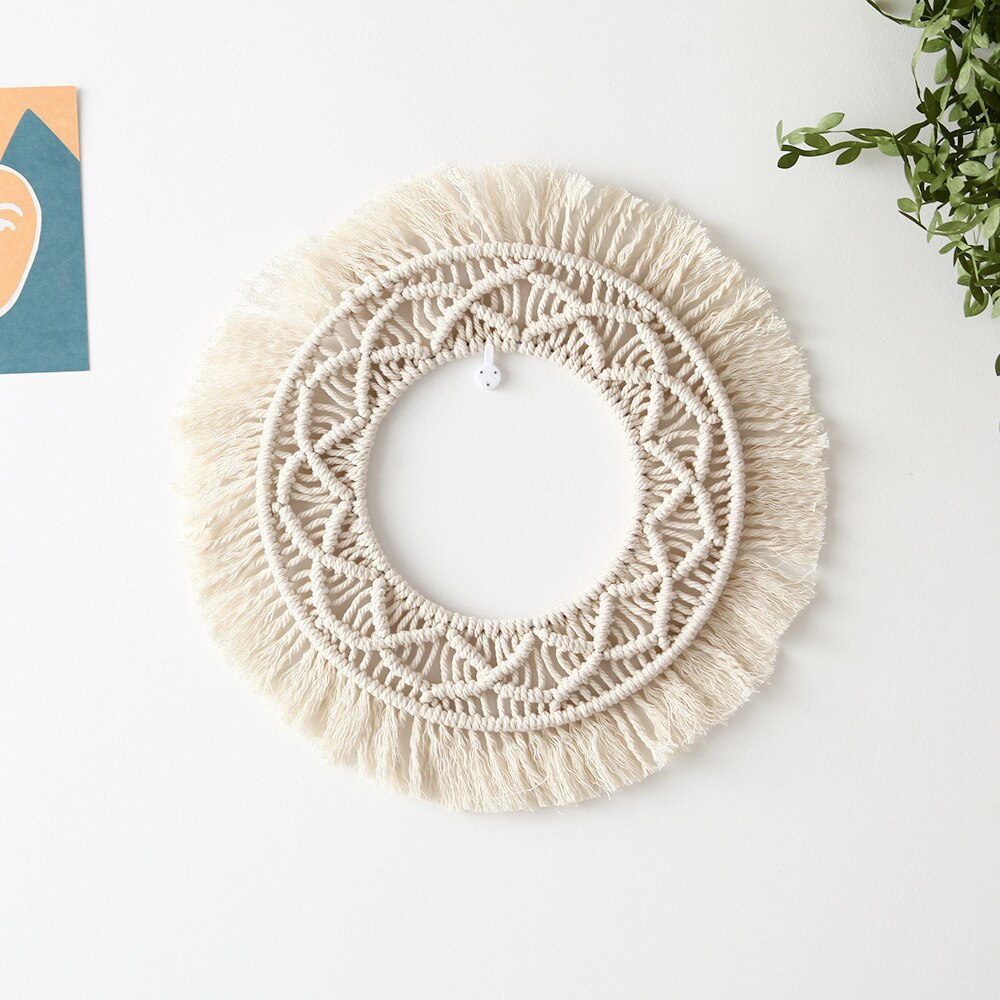 Boho Kerst Wandtapijt Ronde Macrame Mandala Decor Katoen Geweven Krans Muur Opknoping Kerst Decoraties Voor Thuis Slaapkamer: macrame art