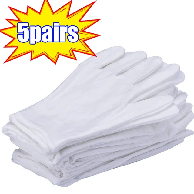 Guantes de trabajo de algodón blanco para manos secas, película de manipulación, guantes de SPA, guantes ceremoniales de alto estiramiento, herramientas de limpieza del hogar: Blanco