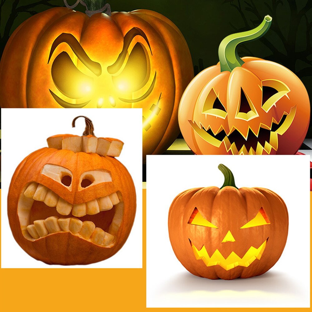5pcs Halloween Pumpkin Carving Kit Pumpkin Lanterns Engraving Tool Orange Plastic Handle Kitchen DIY Party Decor