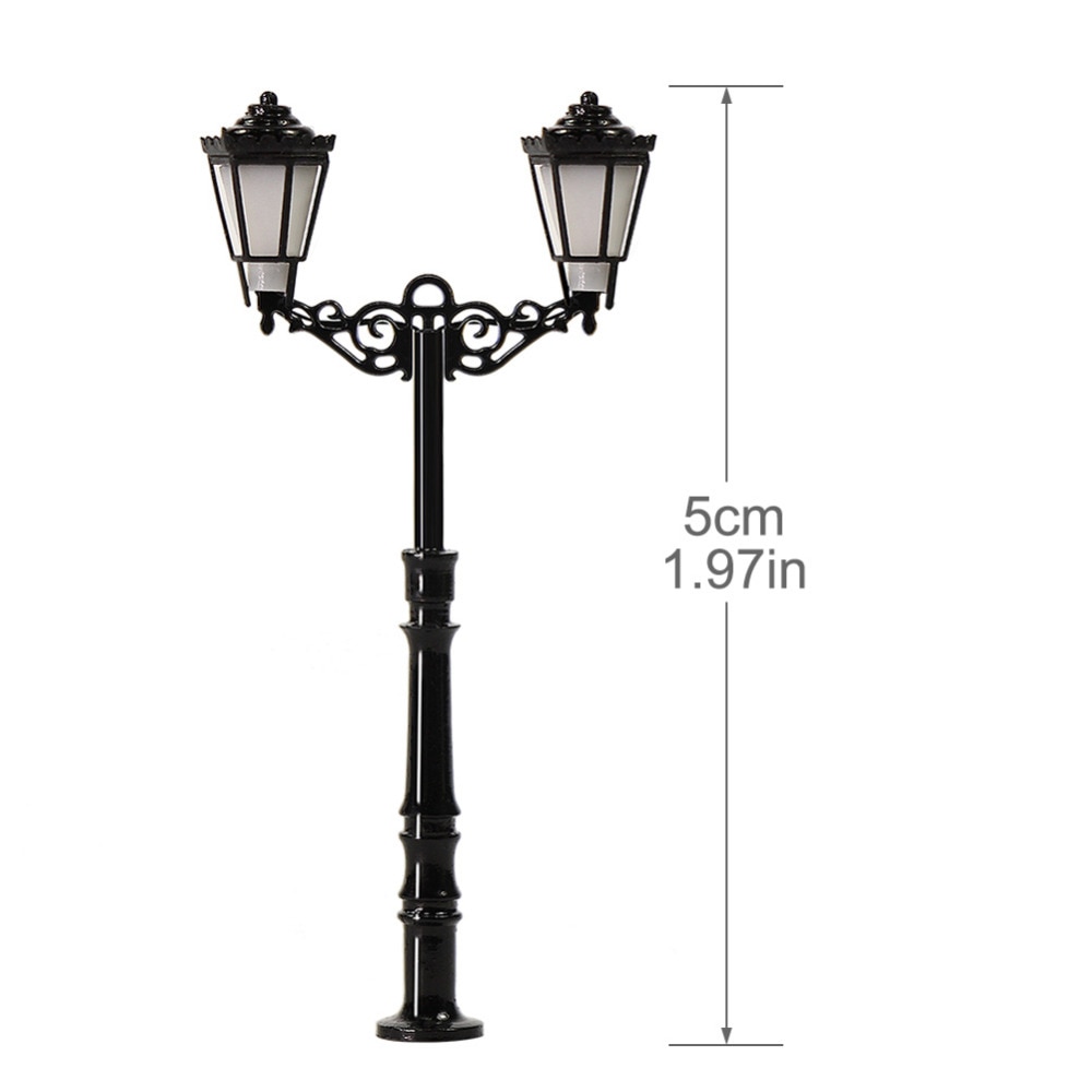 3 stuks n-schaal lantaarnpaal dubbele koppen 50mm 1:150 straatverlichting modelspoor trein leds miniatuur lqs 77n