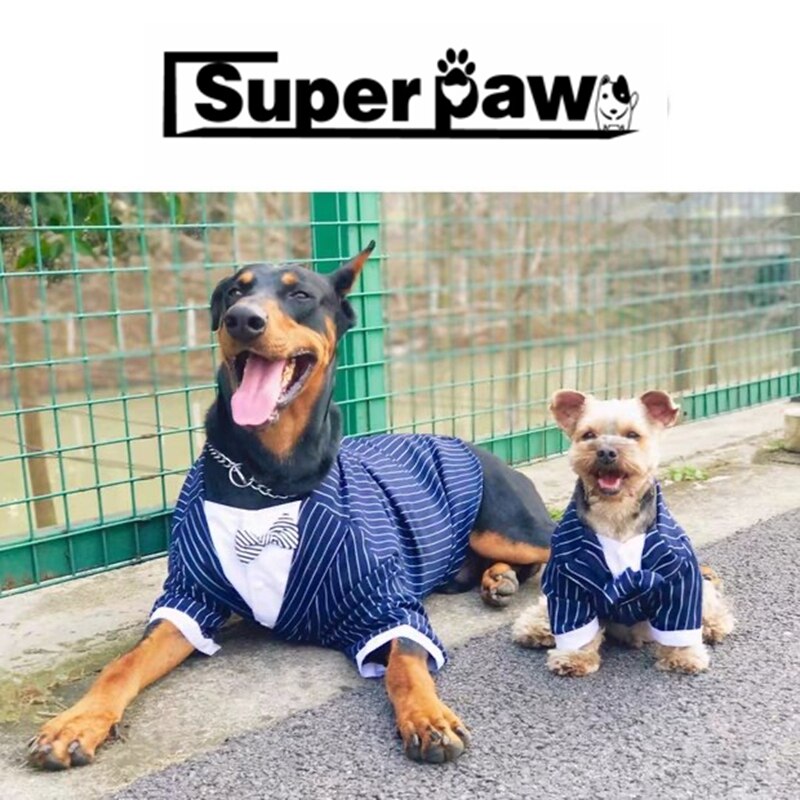 Ropa Formal para perro mascota, traje de boda, traje de esmoquin, ropa para perros pequeños, medianos, Carlino, Doberman, pajarita de Bulldog Francés HYC02