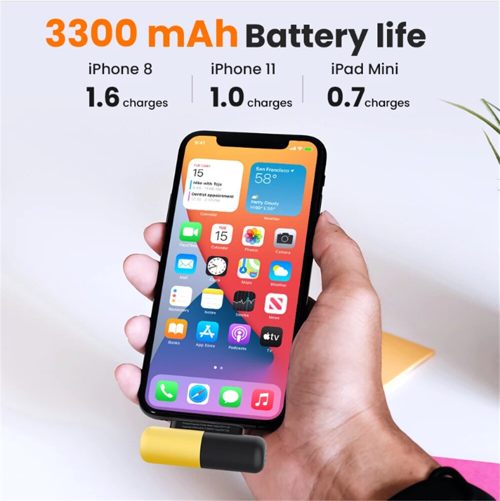 3300mAh Mini Power Bank For iPhone 11 12 Xiaomi Samsung External Battery Powerbank Portable Travel Phone Charger Cute Poverbank