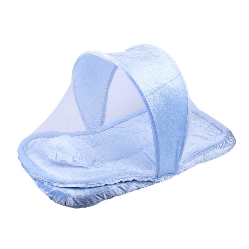 MOTOHOOD Foldable Baby Crib Mosquito Netting Portable Newborn Baby Bed Mosquito Net with Pillow Infant Kids Tent 85*50*40cm: sky blue