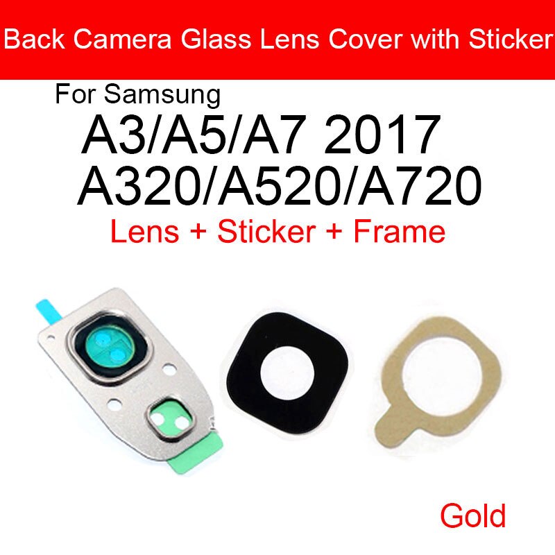 Staklo kamere za Samsung A320/A520 Galaxy A3/A5 2017 (komplet) zlatno