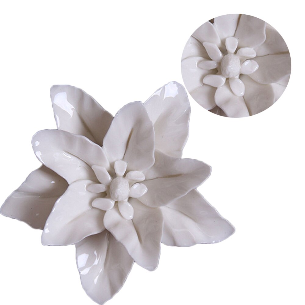 Ceramic Art Flower Wall Hanging Wall-mounted Decor Craft Artificial Stereoscopic Luoyang Peony Hanging Decor for Living Room Hom: White 3