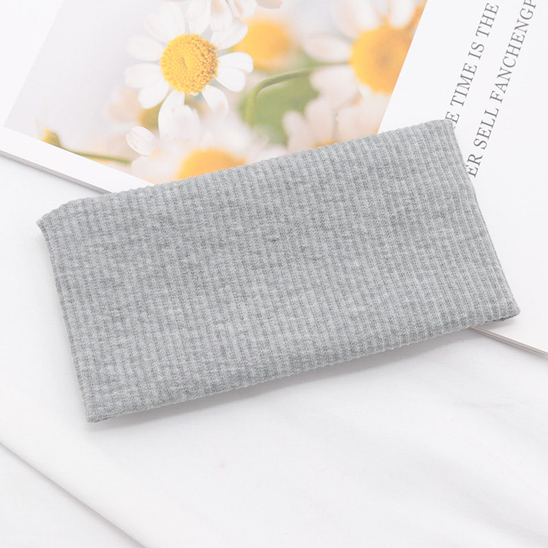 Diadema ancha Lisa para mujer, banda elástica para el pelo, Aro para maquillaje, Yoga, Vintag, envoltura para la cabeza, peinados, accesorios para el cabello de: Gris claro
