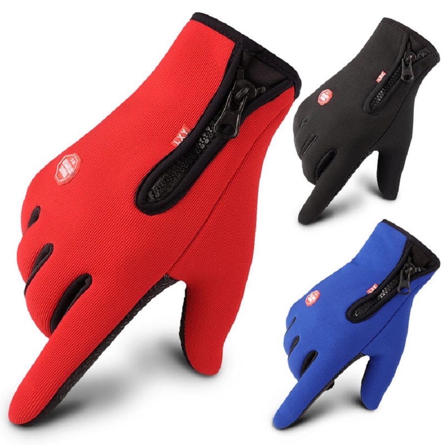 Guantes con cremallera para deportes al aire libre, para bicicleta y senderismo, antideslizantes, resistentes al agua, guantes suaves de abrigo, guantes deportivos para levantamiento de pesas y ejercicio físico