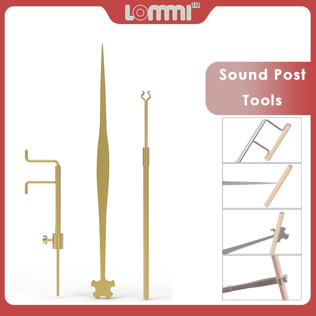 Lommi 3Pcs Professionele Soundpost Tool Set Golden-Plated Rvs Luthier Reparatie Installeren Tool Beste Tool Voor Viool speler