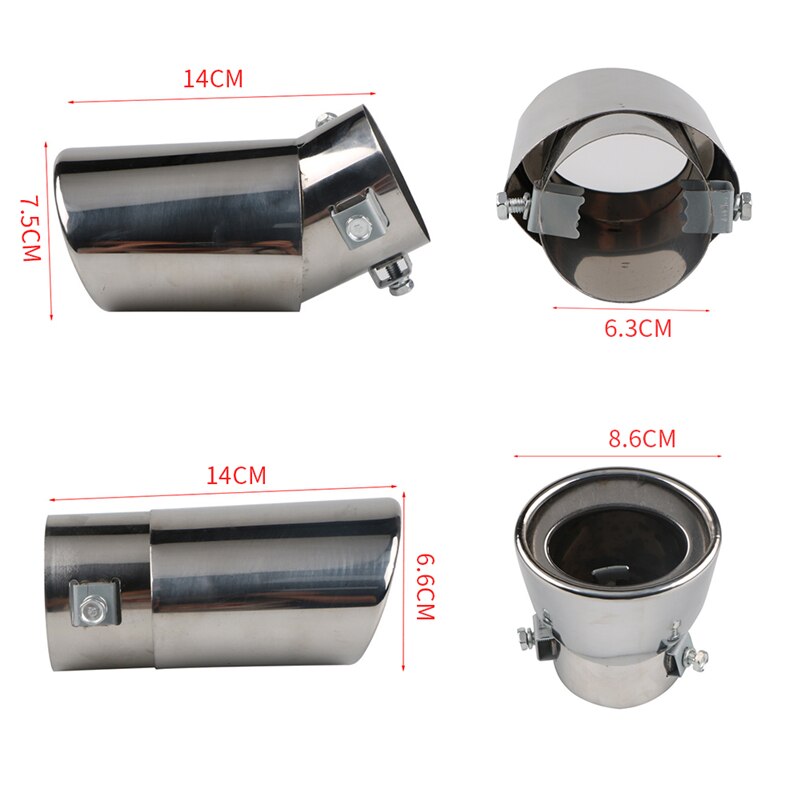 Automobile tail Dual Outlet Exhaust Tip Stainless Steel Slant Rolled Edge Auto Muffler modified Universal Car Exterior Supplies