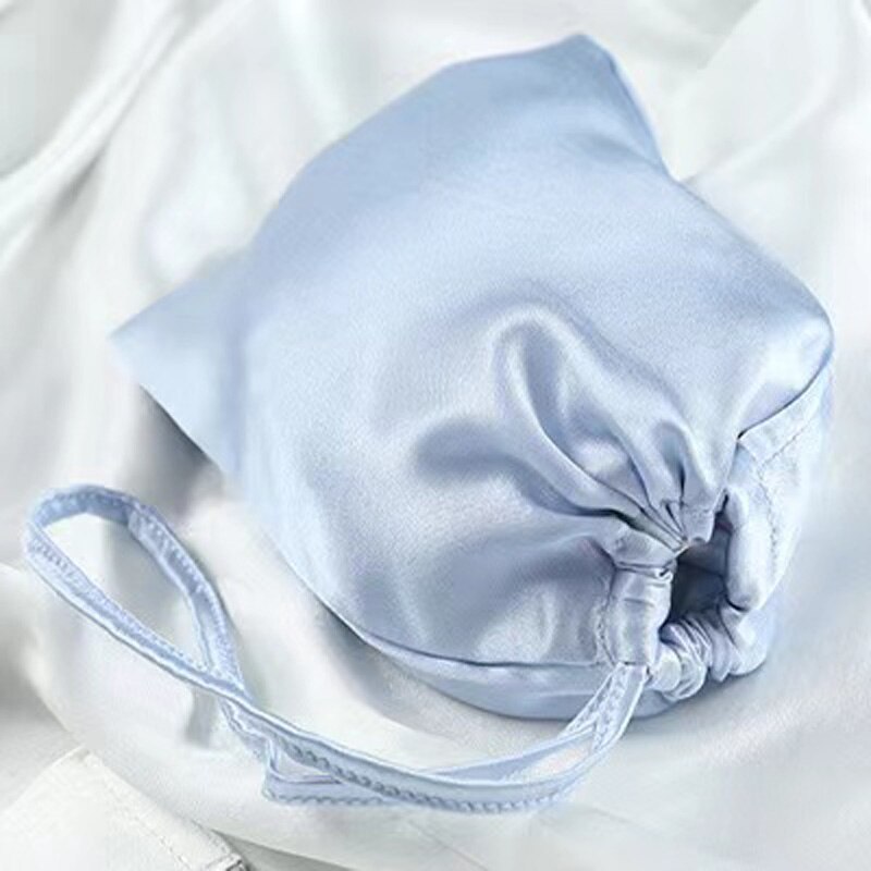 12x15cm Luxus Seide Satin- Kordelzug Tasche Mit Quasten Haar Bündel Perücken machen-hoch Verpackung Taschen Schmuck Verpackung: hell Blau