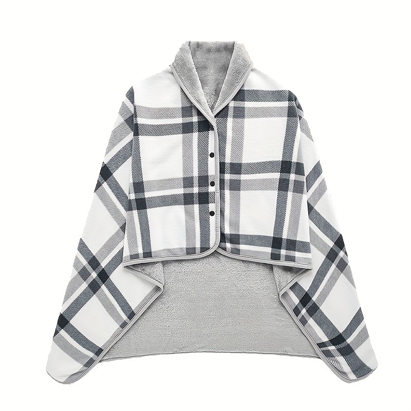 1pc Wearable Blankets Shawl Blanket Flannel Lazy Casual Office Blanket: black