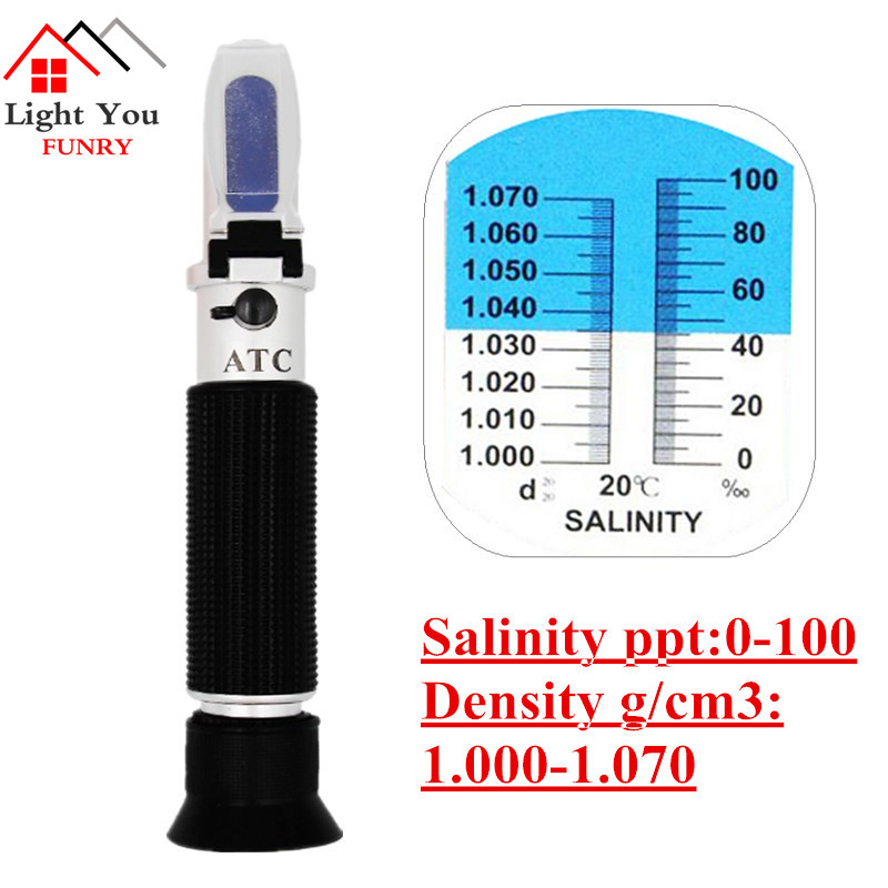 Portable Hand-held LED light salinity salt refractometer meter tester for aquarium fishery tanks 0-10%