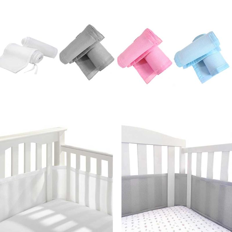 4 Zijdig Baby Ademend Mesh Wieg Liner Baby Cot Bumper Mesh Kinderen Bumper Crib Liner Babybedje Sets Bed Rond protector