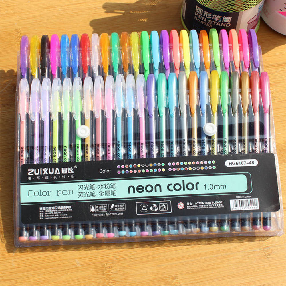 Artículos de dibujo artístico 36/48 plumas de Gel de Color conjunto de recambios Pastel brillo de neón de dibujo bolígrafos de colores para dibujar DE LA ESCUELA marcador