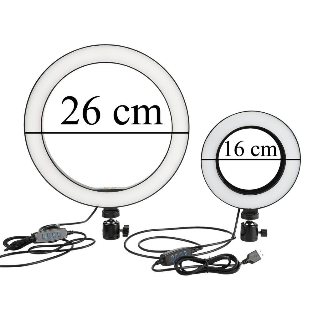 Anillo de luz LED Cámara fotografía anular lámpara estudio Ring Light para vlogg vídeo disparo retrato maquillaje con trípode teléfono Clip