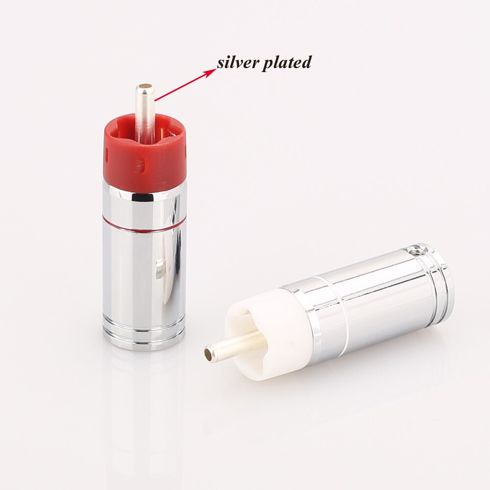 4 pçs alta fidelidade diy 9mm prata chapeado ou banhado a ouro rca plug conector de bronze, alta fidelidade rca jack: Silver plated