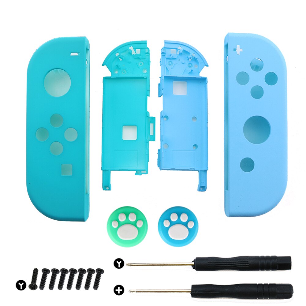 YuXi Plastic Right Left Housing Shell Case Cover for Nintendo Switch NS NX Joy-Con Controller with Silicone Analog Thumb Grip: DC