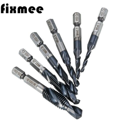 New6PC HRC89 Combinatie Boor Tap Bit Set Gecoate Braam Countersink Bits 1/4 "Hex Shank