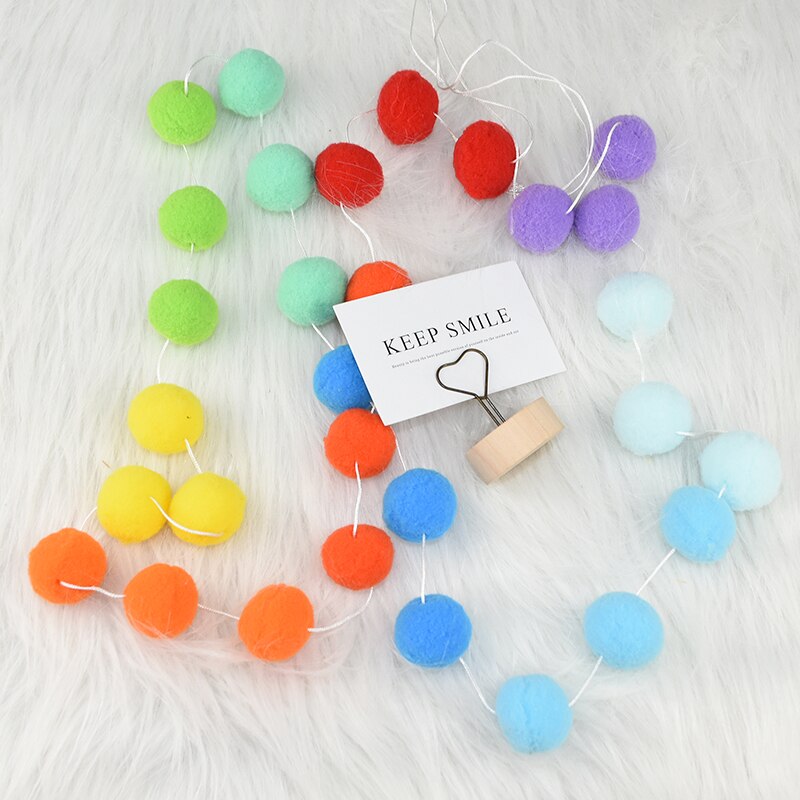 2.5M Multicolor pluszowe kulki pompon Garland kula filcowa wełniana String Banner dla domu dzieci pokój wisząca dekoracja Baby Shower Supply