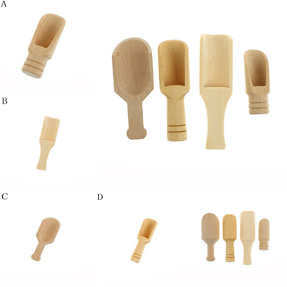1pcs Mini Wooden Scoops Bath Salt Spoon Candy Flour Spoon Scoops Kitchen Utensils - 2.4x7.8cm