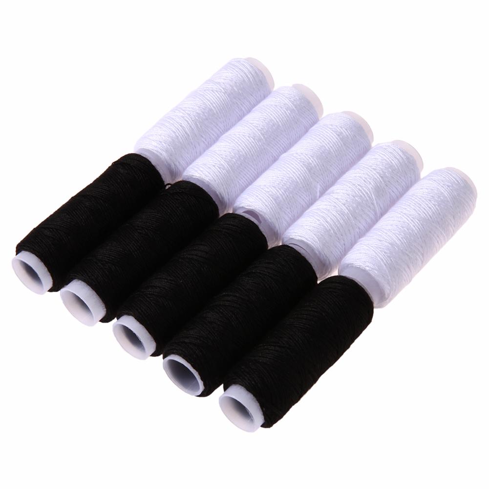 Fil à coudre pour broderie et matelassage à la main, 10 pièces, pour la maison, bricolage, couture, outils de couture,: White and Black