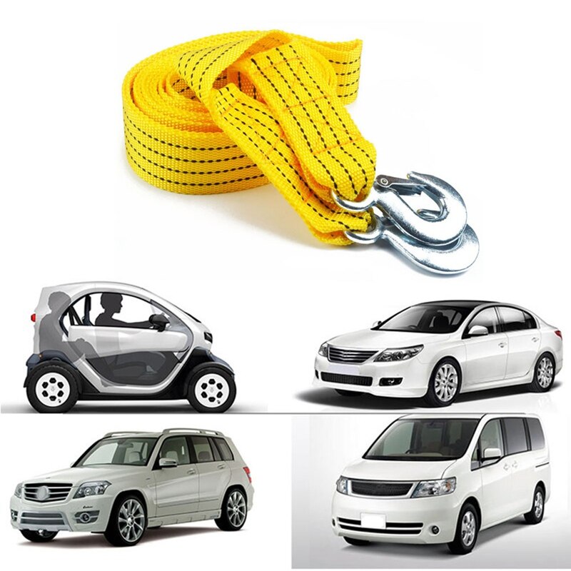3m Car Towing Rope Tow Cable Strap Towing Pull Rope with Hooks