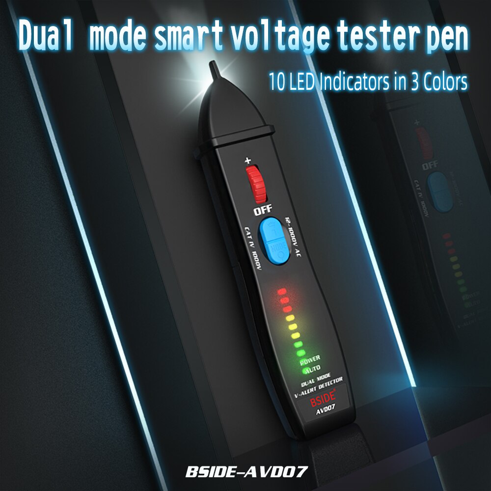 BSIDE contactloze AC Voltage Detector Tester Meter 12 V-1000 v Pen Stijl Elektrische Indicator LED Outlet Spanning dectetor Sensor