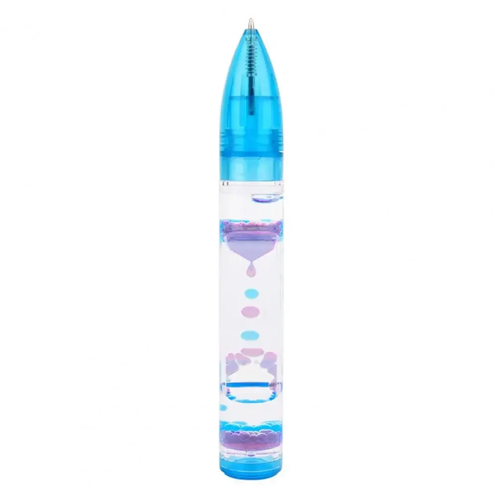 Motion-Bubble Pen Hourglass Stress Relief Ballpoint Pen Colorful Liquid Motion-Bubbler Fidget Pen Desk Toys School Supplies: Blue