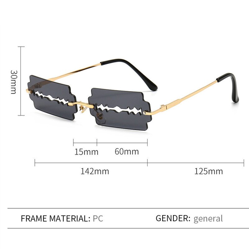 Rimless Sunglasses Women Vintage Unique HollowFishing Sunglasses Eyewear Men Frameless Punk Glasses Shades UV400 Driver Goggles