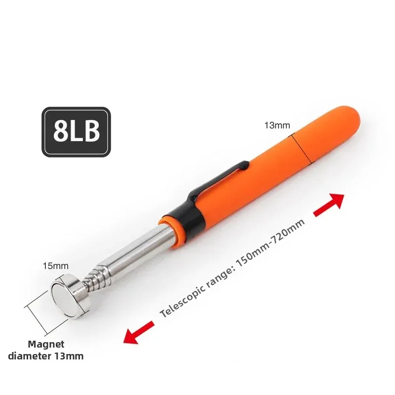 Bolígrafo magnético telescópico, herramienta práctica portátil para metalurgia, capacidad magnética para recoger tuercas, perno, varilla de recogida ajustable: Rojo, tono plata / 61 unids
