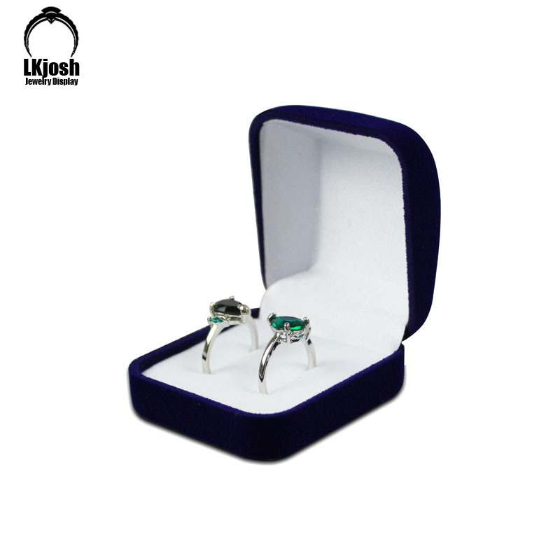 Caja De joyería De terciopelo, caja De almacenamiento De joyería con anillo Bo, caja De doble anillo, caja De tesoro De perlas, caja De De boda, organizador De Joyas: Rojo