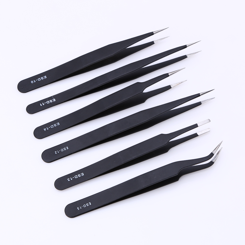 6pcs Safe Stainless Steel Anti-static Tweezers Maintenance Tool Kits Mobile Cell Phone Repair Refurbished Tool Sets for iPhone