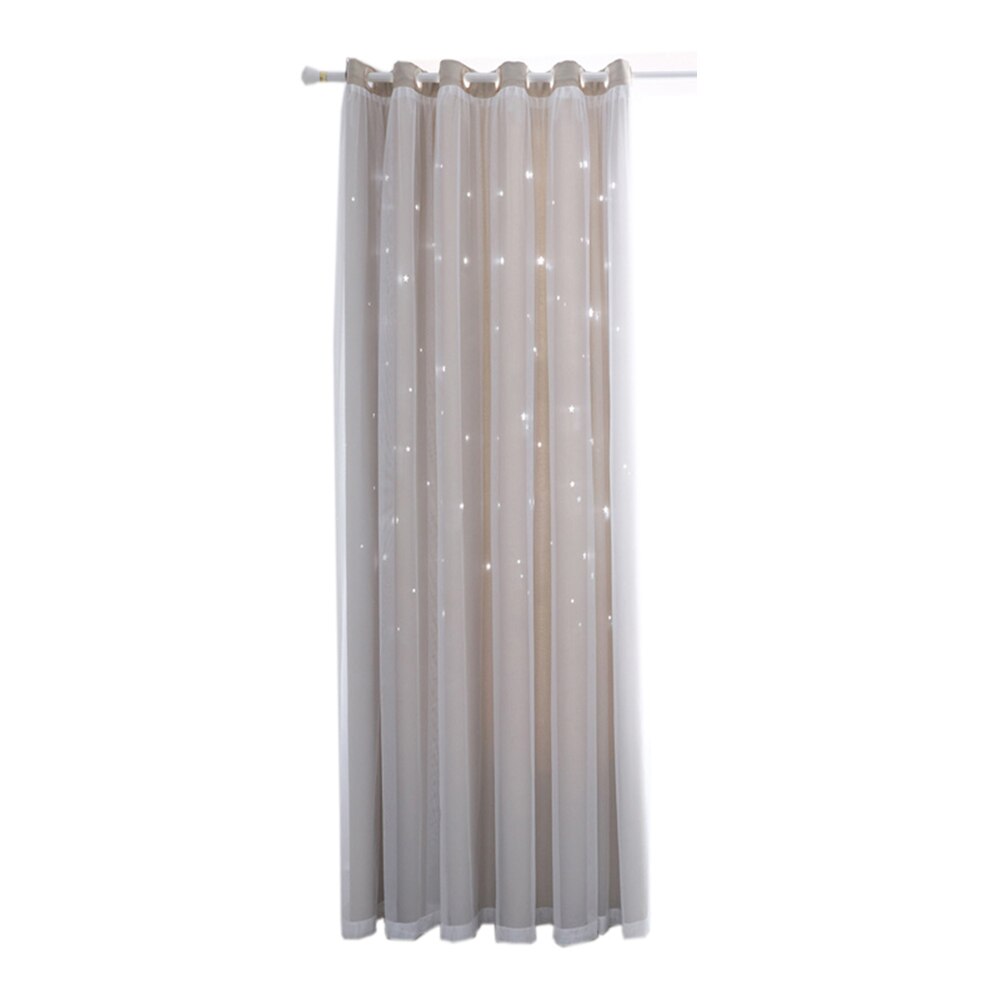 1Panel Window Curtain Hollowed Out Stars Shading Curtain Drape Purdah for Home Living Room Bedroom Curtains for Living Room: Beige / 1m x 2.5m