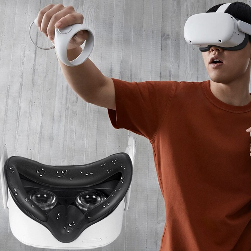 Set di copri viso 5 in 1 VR per Oculus Quest 2 con staffa interfacciale anti-perdite, cuscinetto di ricambio per il viso in PU