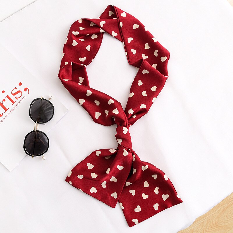 and silk scarf women's and foreign style decoration thin and narrow long scarf Ribbon Hair Band binding belt