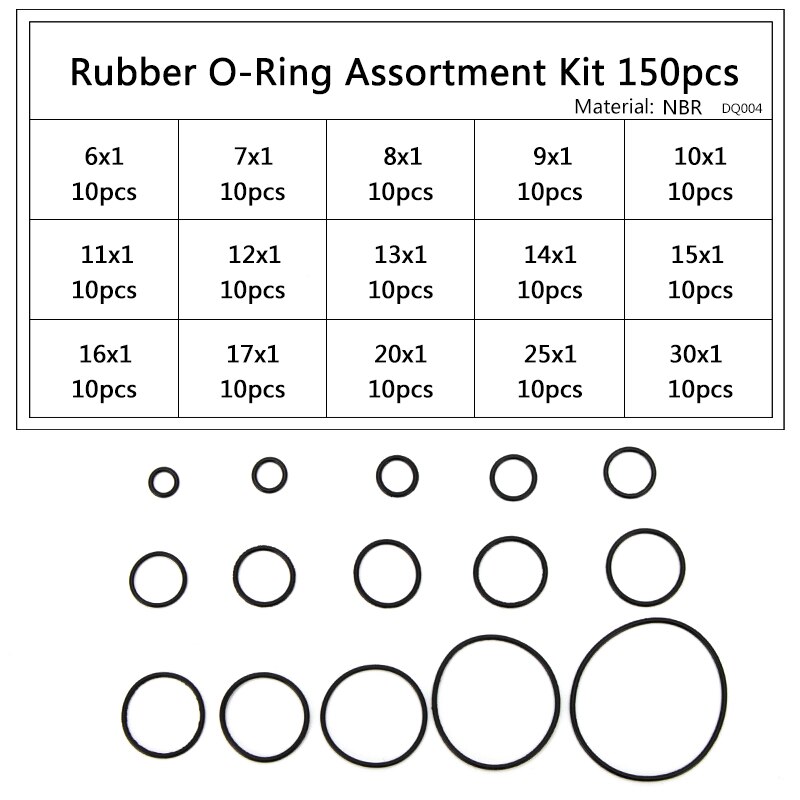 Juntas tóricas de sellado NBR, Arandela de goma reemplazos de juntas duraderas OD6-30mm CS1mm 150mm 1,5mm 1,9mm 15 tamaños DQ004, 2,4 Uds.