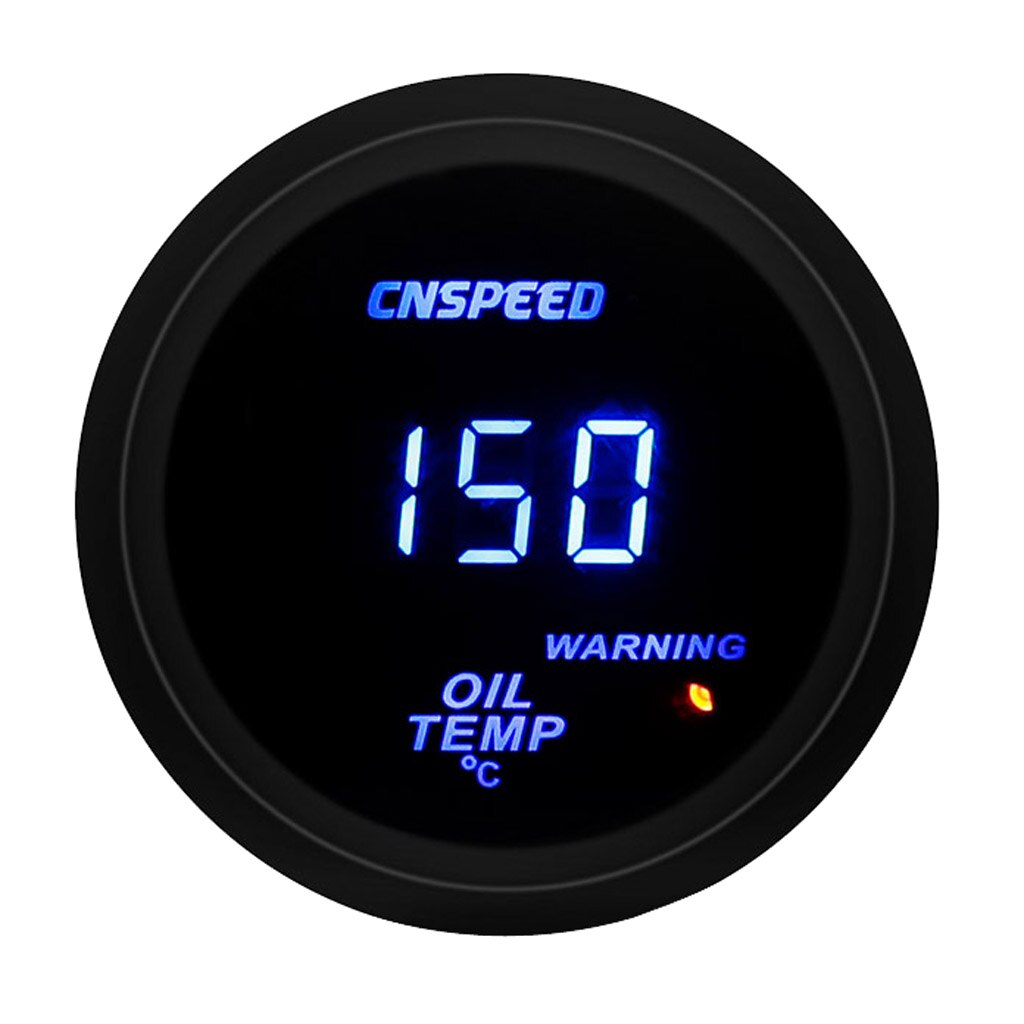 2 "52mm LED Digitale Blauwe Olie Temp Gauge Meter Graden Celsius Met Sensor Waarschuwingslampje