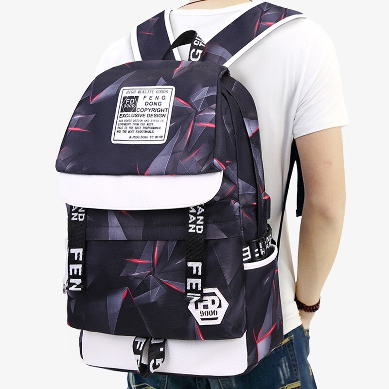 Mochila con estampado geométrico para hombre, morral para ordenador portátil de 15,6 pulgadas, Mochila de viaje de gran capacidad, mochilas escolares para adolescentes,