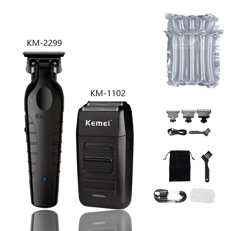 Kemei 2299 Barber Cordless Hair Trimmer 0mm Zero Gapped Carving Clipper Detailer Electric Finish Cutting Machine: Clear