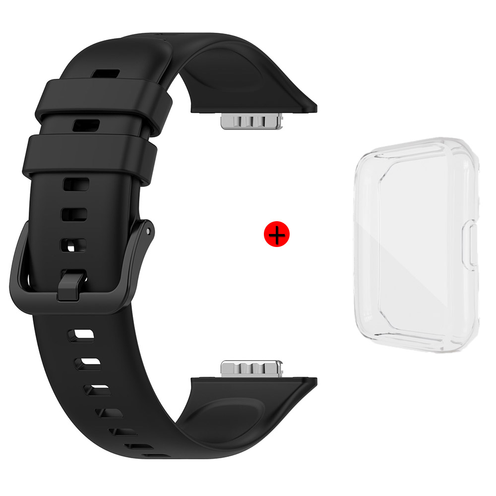 Huawei watch fit 2 -ranneke + kotelo, samanvärinen solkiranneke ja läpinäkyvä kellokuori: Hiekan vaaleanpunainen
