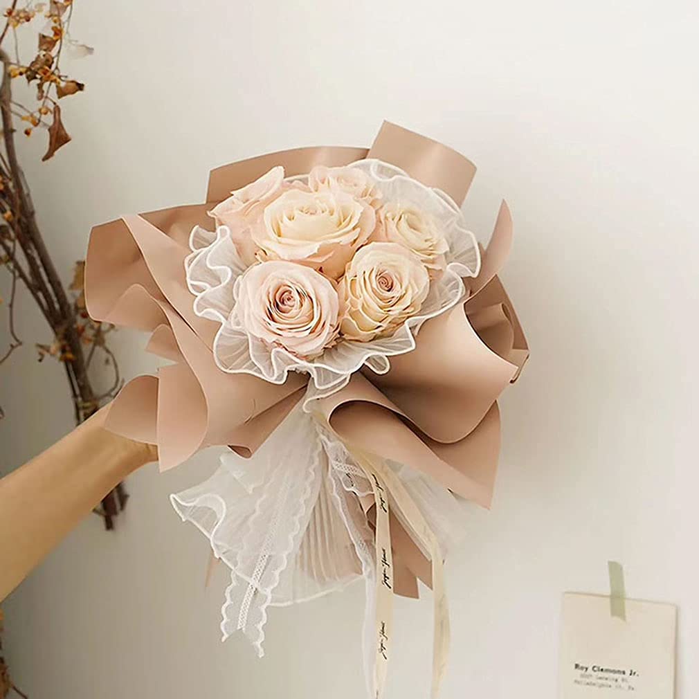 Pink Wedding Season Floral Packaging Kit: Pearl-Edged Wrapping Paper, Mesh, and Netting , Perfect for Valentine's Day, Weddings