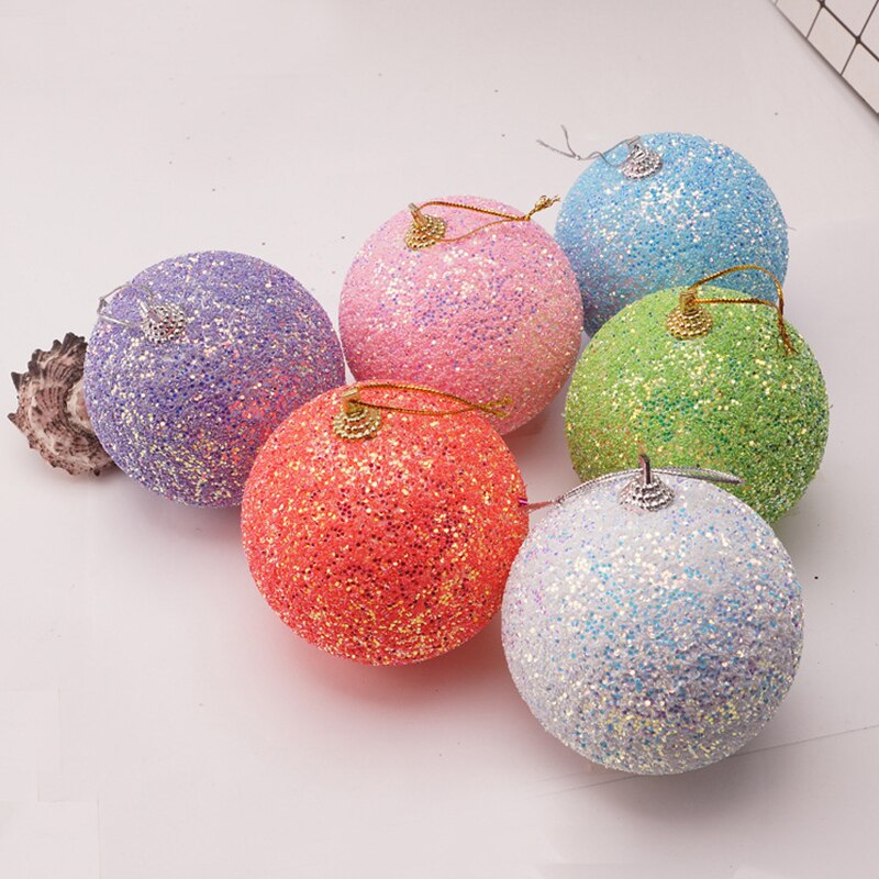 8cm Foam Balls Christmas Ornaments Ball Glitter Hang Balls Xmas Decorations Hanging Tree Pendants Year Party Ornament Decor