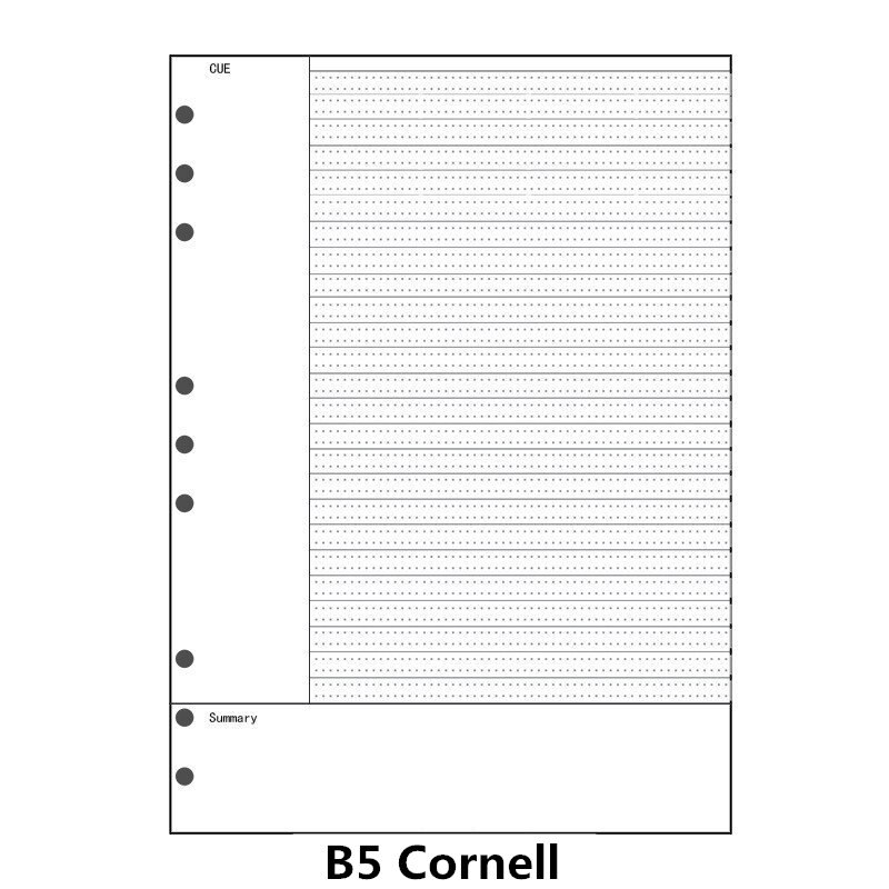 B5 9 Holes Loose-leaf Notebook Draft Paper Diary Sketchbook Journal Grid Line-Dot Planner Painting Inner Page Office Stationery