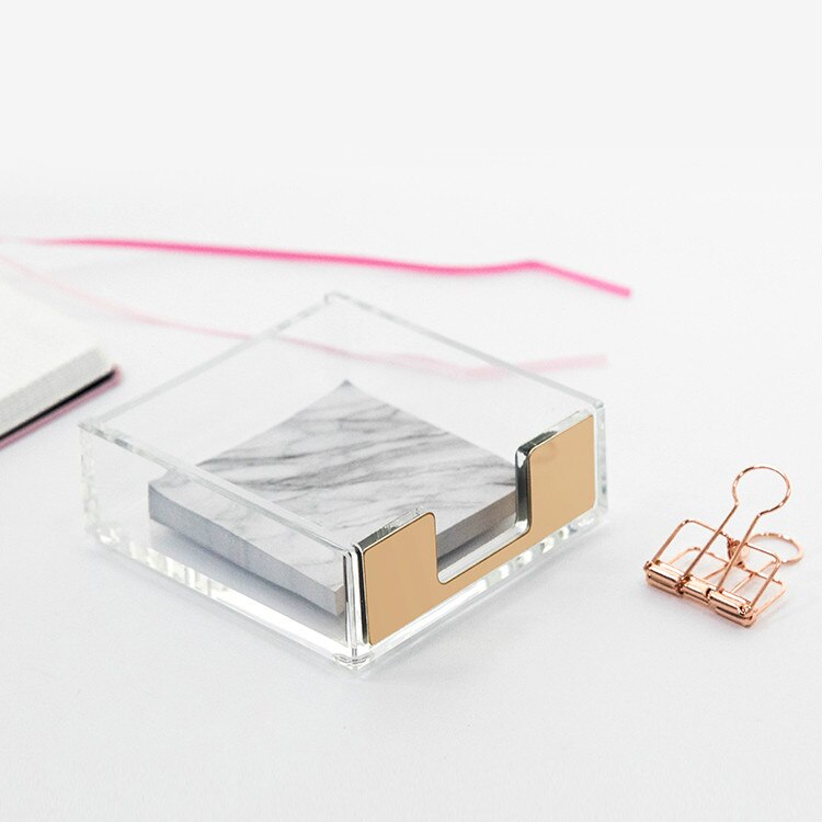 Clear Memo Pad Box Multifunction Message Pad Notice Storage Box Card Office Stationary Holder Makeup Cosmetic Box